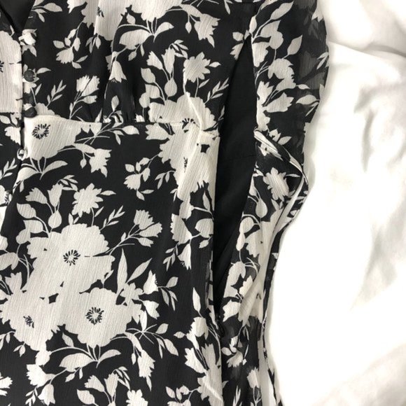 New Sanctuary Floral Short Sleeve Button Front Maxi Dress Black White Size 2 - Picture 13 of 16